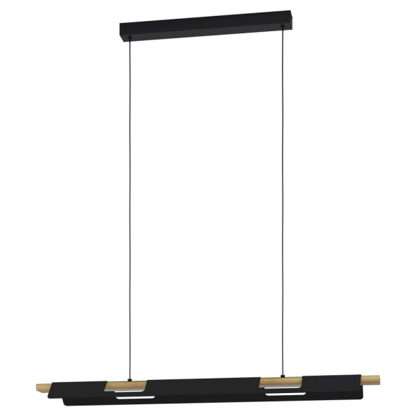 Lustra ERMUA 98836 EGLO, LED 27W, 3850lm, 3000K, Otel, Lemn, Negru, Maro, Plastic, Alb - 1