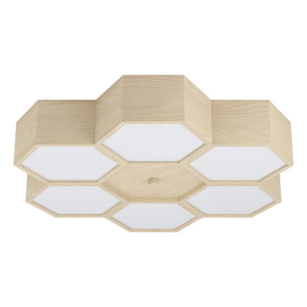 Plafoniera MIRLAS 98863 EGLO, E27 6X9W, Otel, Maro, Lemn - 1