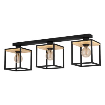 Plafoniera LIBERTAD 99856 EGLO, E27 3x40W, Otel, Lemn, Negru, Maro - 1