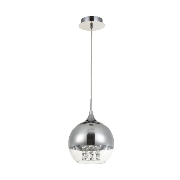 Pendul MAYTONI Fermi P140-PL-110-1-N, E27 1X60W, Argintiu, Transparent - 1