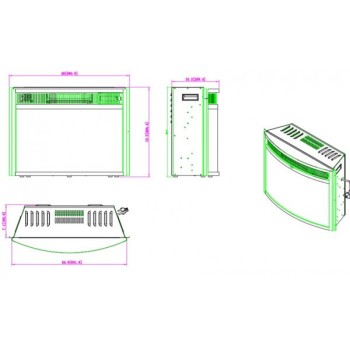 Semineu electric incorporabil ArtFlame ARARAT, 495x660x310 mm, 1950W, Efect trosnet de lemne, 5 niveluri intensitate flacăra