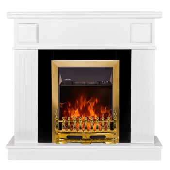 Semineu electric cu mobilier ArtFlame GALILEO gold & OSCAR, 1048 x 978 x 300 mm, alb - 1