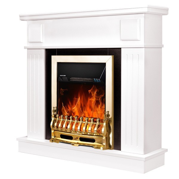 Semineu electric cu mobilier ArtFlame GALILEO gold & OSCAR, 1048 x 978 x 300 mm, alb - 1