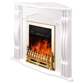 Semineu electric cu mobilier ArtFlame GALILEO gold & CLASIC COLT, 950 x 882 x 300 mm, alb - 1