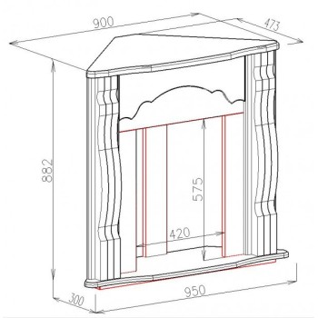 Semineu electric cu mobilier ArtFlame GALILEO gold & CLASIC COLT, 950 x 882 x 300 mm, alb - 1