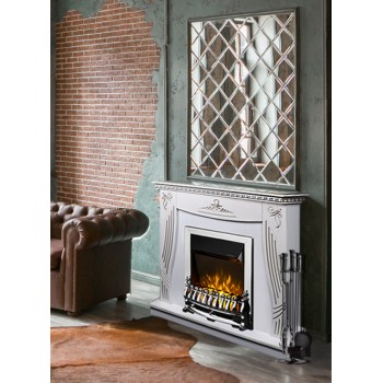 Semineu electric cu mobilier ArtFlame GALILEO silver & NAPOLI, 1100 x 1016 x 300 mm, alb - 1