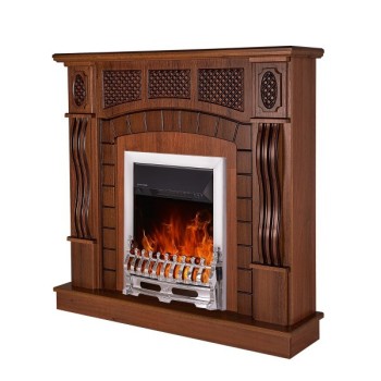 Semineu electric cu mobilier nuc ArtFlame GALILEO SILVER & AMSTERDAM, 1120x1150x300mm, 2000W, flacăra in 5 niveluri, telecomanda