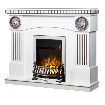 Semineu electric cu mobilier ArtFlame GALILEO silver & PROMETEU, 1200 x 1031 x 300 mm, alb - 1