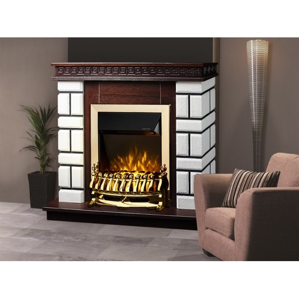 Semineu electric cu mobilier ArtFlame GALILEO gold & NAZARI MINI, 1080 x 860 x 245 mm, alb-maro - 1