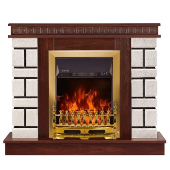 Semineu electric cu mobilier ArtFlame GALILEO gold & NAZARI MINI, 1080 x 860 x 245 mm, alb-maro - 1