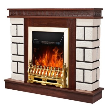 Semineu electric cu mobilier ArtFlame GALILEO gold & NAZARI MINI, 1080 x 860 x 245 mm, alb-maro - 1