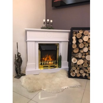 Semineu electric cu mobilier alb ArtFlame GALILEO GOLD & AMBASADOR, 1000x1048x300mm, 2000W, flacăra in 5 niveluri, telecomanda