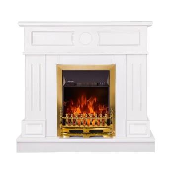 Semineu electric cu mobilier alb ArtFlame GALILEO GOLD & AMBASADOR, 1000x1048x300mm, 2000W, flacăra in 5 niveluri, telecomanda