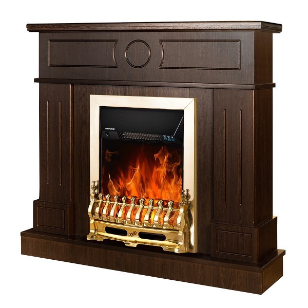 Semineu electric cu mobilier wenge ArtFlame GALILEO GOLD & AMBASADOR, 1000x1048x300mm, 2000W, flacăra in 5 niveluri, telecomanda