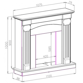 Semineu electric cu mobilier alb ArtFlame GALILEO Gold & CALISTO, 1020x1100x300mm, intensitate flacăra 5 niveluri, telecomanda