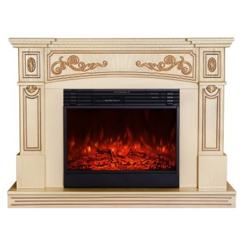 Semineu electric cu mobilier ArtFlame MIRABELLA & MARMARIS, 1350 x 980 x 330 mm, alb iasomie - 1