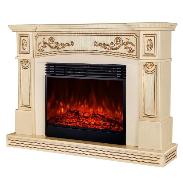 Semineu electric cu mobilier ArtFlame MIRABELLA & MARMARIS, 1350 x 980 x 330 mm, alb iasomie - 1