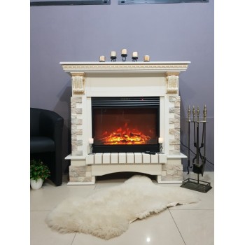 Semineu electric cu mobilier ArtFlame MIRABELLA & TOPAZ MAXI, 1230 x 1186 x 403 mm, alb iasomie - 1