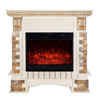 Semineu electric cu mobilier ArtFlame MIRABELLA & TOPAZ MAXI, 1230 x 1186 x 403 mm, alb iasomie - 1