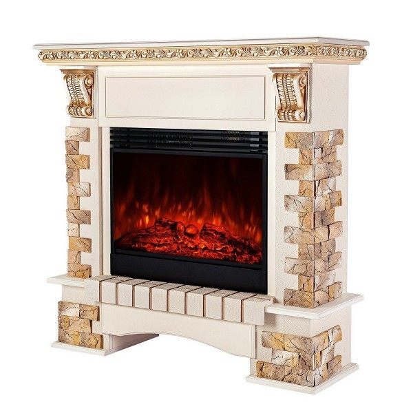 Semineu electric cu mobilier ArtFlame MIRABELLA & TOPAZ MAXI, 1230 x 1186 x 403 mm, alb iasomie - 1