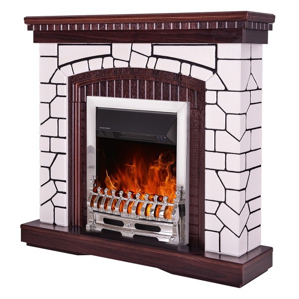 Semineu electric cu mobilier ArtFlame CRISTINA & NATALI, 1100 x 1040 x 300 mm, alb-maro, cu telecomanda - 1