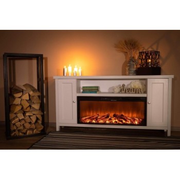 Semineu electric cu mobilier alb ArtFlame MOZART & TASMANIA, 750x1500x300mm, 1500W, flacăra in 5 niveluri, cu telecomanda