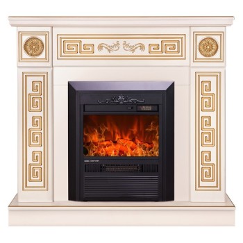 Semineu electric cu mobilier ArtFlame CRISTINA & VERSAILLES, 1100 x 960 x 300 mm, alb-auriu, cu telecomanda - 1