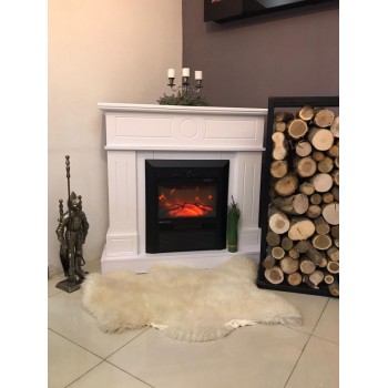 Semineu electric cu mobilier alb ArtFlame CRISTINA & AMBASADOR, 1000x1048x300mm, 2000W, flacăra in 5 niveluri, cu telecomanda