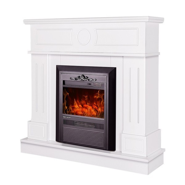 Semineu electric cu mobilier alb ArtFlame CRISTINA & AMBASADOR, 1000x1048x300mm, 2000W, flacăra in 5 niveluri, cu telecomanda