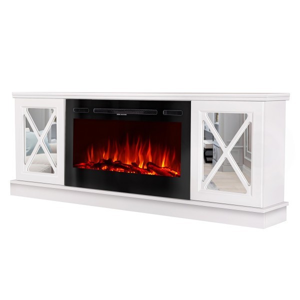 Semineu electric cu mobilier ArtFlame ADELI & SORENTO, 1810 x 685 x 300 mm, alb, cu telecomanda - 1