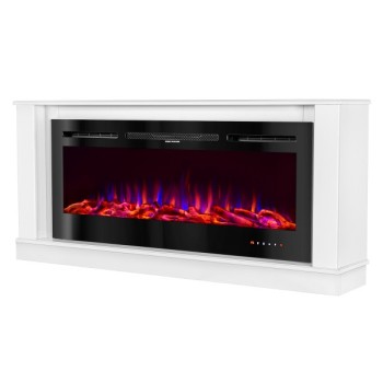 Semineu electric cu mobilier alb ArtFlame HERMES & BERNARD, 725x1580x300mm, 1500W, flacăra 5 niveluri si 3 culori, telecomanda