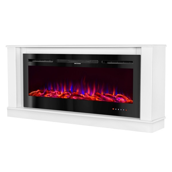 Semineu electric cu mobilier alb ArtFlame HERMES & BERNARD, 725x1580x300mm, 1500W, flacăra 5 niveluri si 3 culori, telecomanda