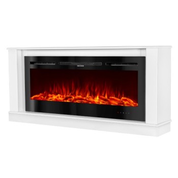 Semineu electric cu mobilier alb ArtFlame HERMES & BERNARD, 725x1580x300mm, 1500W, flacăra 5 niveluri si 3 culori, telecomanda