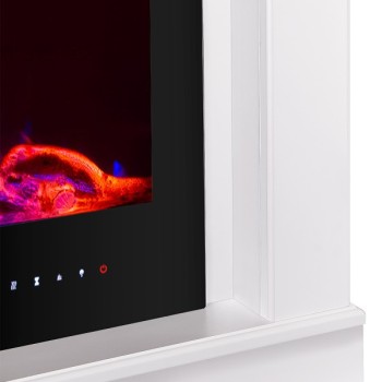 Semineu electric cu mobilier alb ArtFlame HERMES & BERNARD, 725x1580x300mm, 1500W, flacăra 5 niveluri si 3 culori, telecomanda