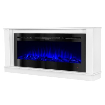 Semineu electric cu mobilier alb ArtFlame HERMES & BERNARD, 725x1580x300mm, 1500W, flacăra 5 niveluri si 3 culori, telecomanda