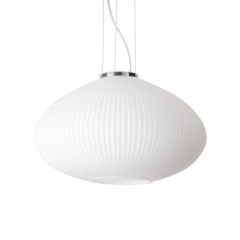 Pendul design PLISSE SP1 264523 Ideal Lux, Ø 45cm, E27 1x60W, crom, alb - 1