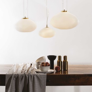 Pendul design PLISSE SP1 285191 Ideal Lux, Ø 45cm, E27 1x60W, auriu satinat, alb - 1