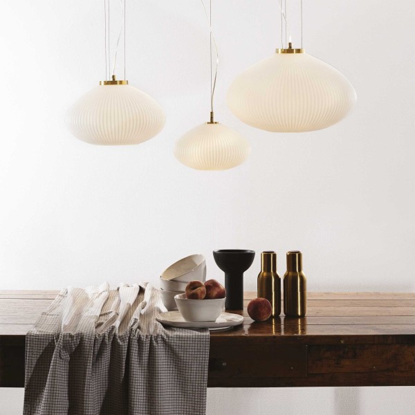 Pendul design PLISSE SP1 285191 Ideal Lux, Ø 45cm, E27 1x60W, auriu satinat, alb - 1