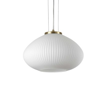 Pendul design PLISSE SP1 264547 Ideal Lux, Ø 35cm, E27 1x60W, auriu satinat, alb - 1