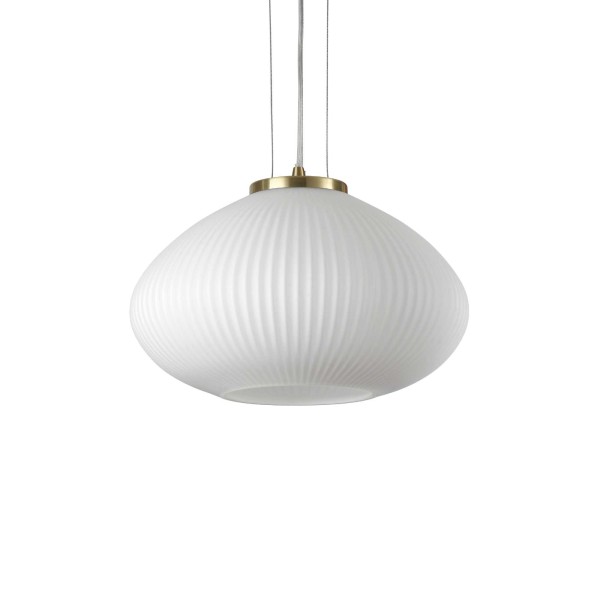 Pendul design PLISSE SP1 264547 Ideal Lux, Ø 35cm, E27 1x60W, auriu satinat, alb - 1