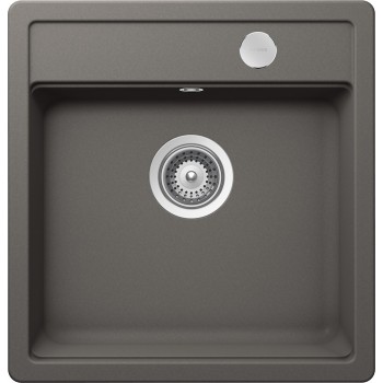 Set chiuveta cu baterie bucatarie Schock Mono N-100S 490 x 510 mm si Laios Cristadur Silverstone, gri inchis - 1