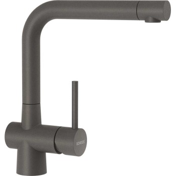 Set chiuveta cu baterie bucatarie Schock Mono N-100S 490 x 510 mm si Laios Cristadur Silverstone, gri inchis - 1