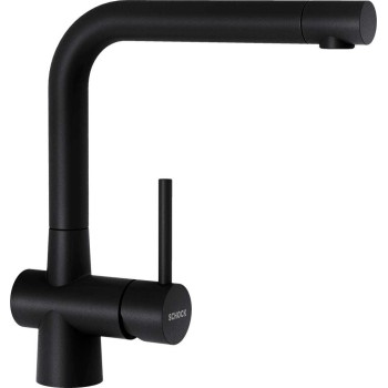 Set chiuveta cu baterie bucatarie Schock Mono N-100S 490 x 510 mm si Laios Cristadur Puro, negru intens - 1