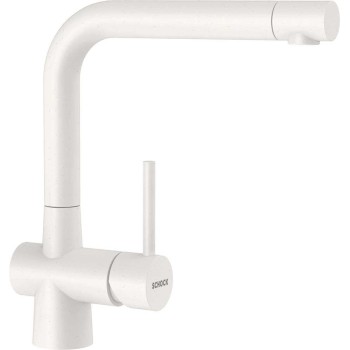 Set chiuveta cu baterie bucatarie Schock Mono N-100S 490 x 510 mm si Laios Cristadur Polaris, alb polar - 1