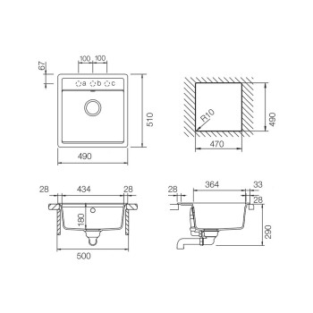 Set chiuveta cu baterie bucatarie Schock Mono N-100S 490 x 510 mm si Laios Cristadur Polaris, alb polar - 1