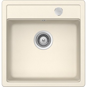 Set chiuveta cu baterie bucatarie Schock Mono N-100S 490 x 510 mm si Laios Cristadur Magnolia, alb cremos - 1