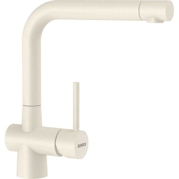 Set chiuveta cu baterie bucatarie Schock Mono N-100S 490 x 510 mm si Laios Cristadur Magnolia, alb cremos - 1