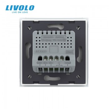 Intrerupator Simplu Wireless Livolo VL-FC1R-2G-B, Panou Sticla, Tactil, Negru - 1