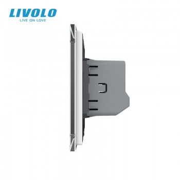 Intrerupator Simplu Wireless Livolo VL-FC1R-2G-A, Panou Sticla, Tactil, Gold - 1