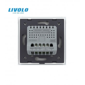 Intrerupator Simplu Wireless Livolo VL-FC1R-2G-A, Panou Sticla, Tactil, Gold - 1